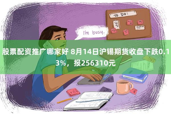 股票配资推广哪家好 8月14日沪锡期货收盘下跌0.13%，报256310元