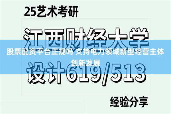 股票配资平台正规吗 支持电力领域新型经营主体创新发展